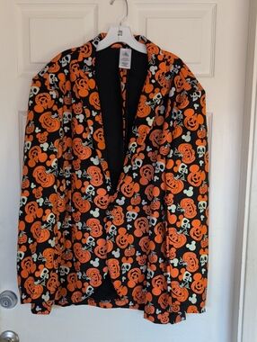 Disney Parks Mickey Pumpkin Glow In Dark Suit Jacket Halloween Large/XL New NWT